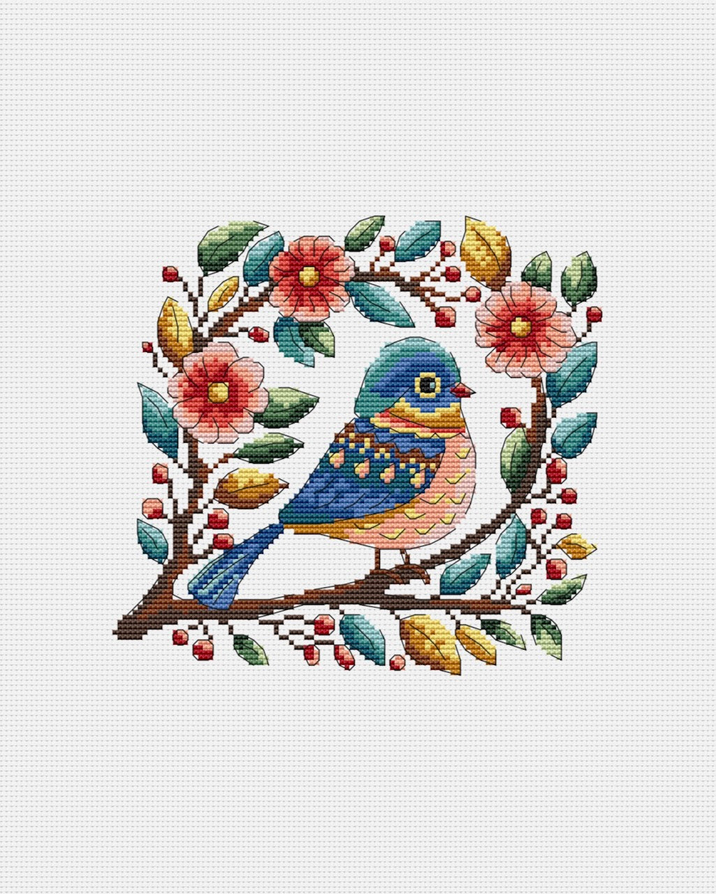 blue bird cross stitch pattern