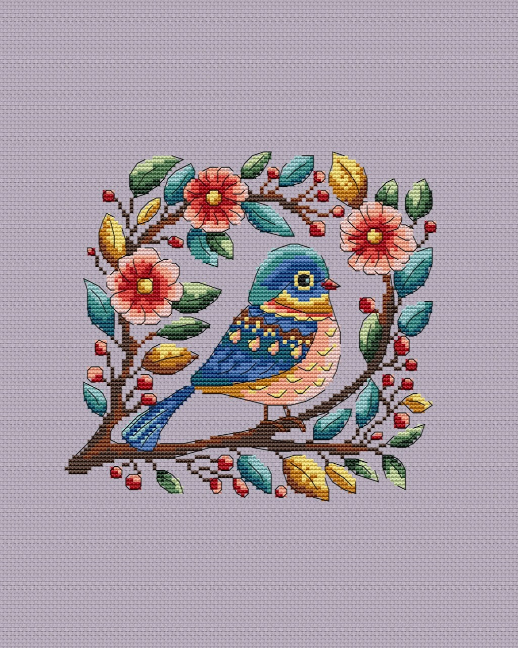 cute blue bird cross stitch pattern