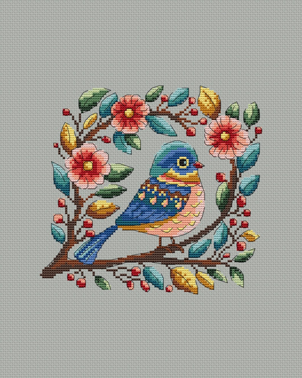 blue bird embroidery pattern