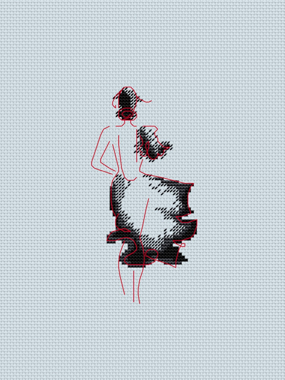 lady in black cross stitch-3