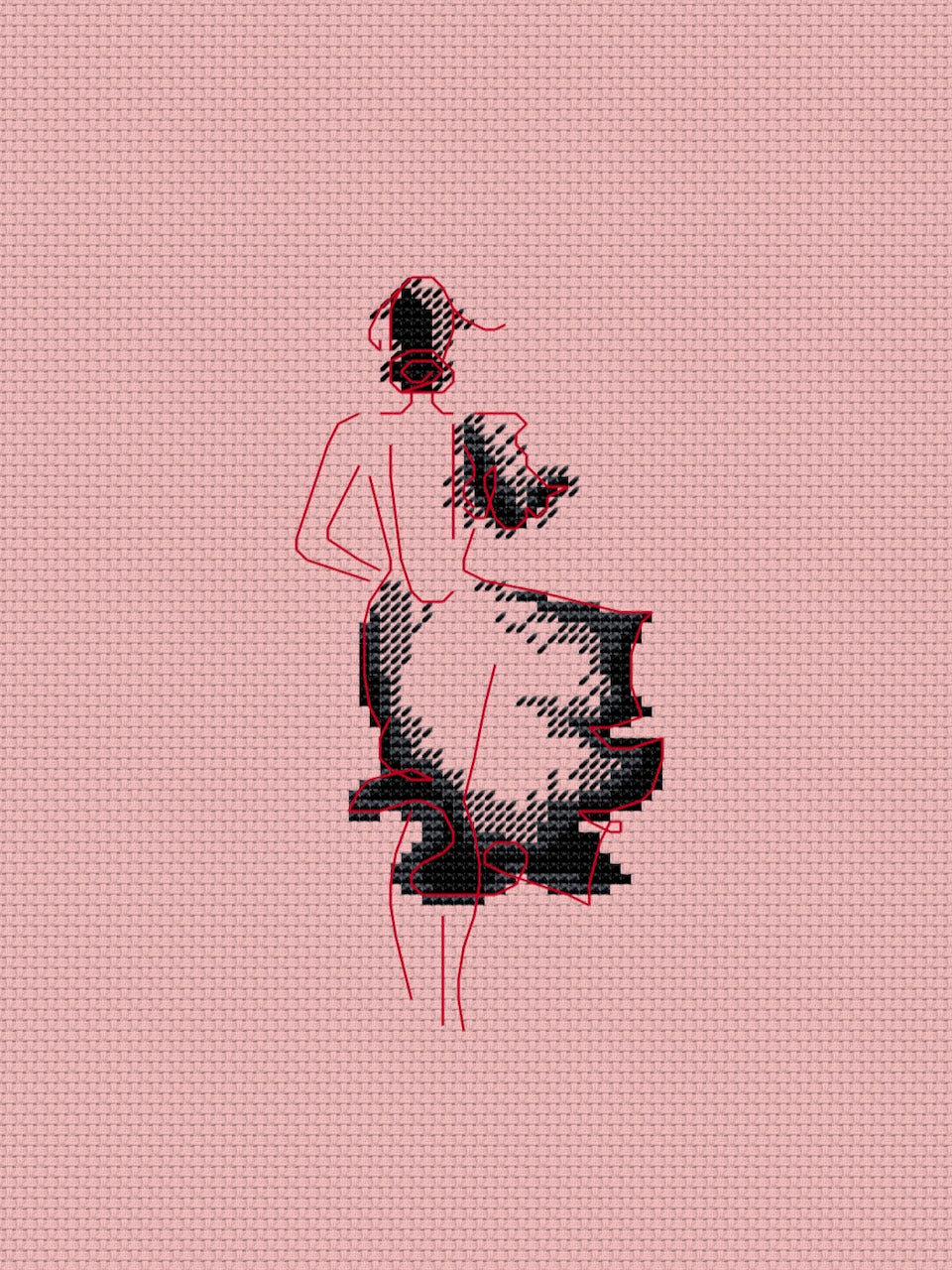 lady counted cross stitch chart