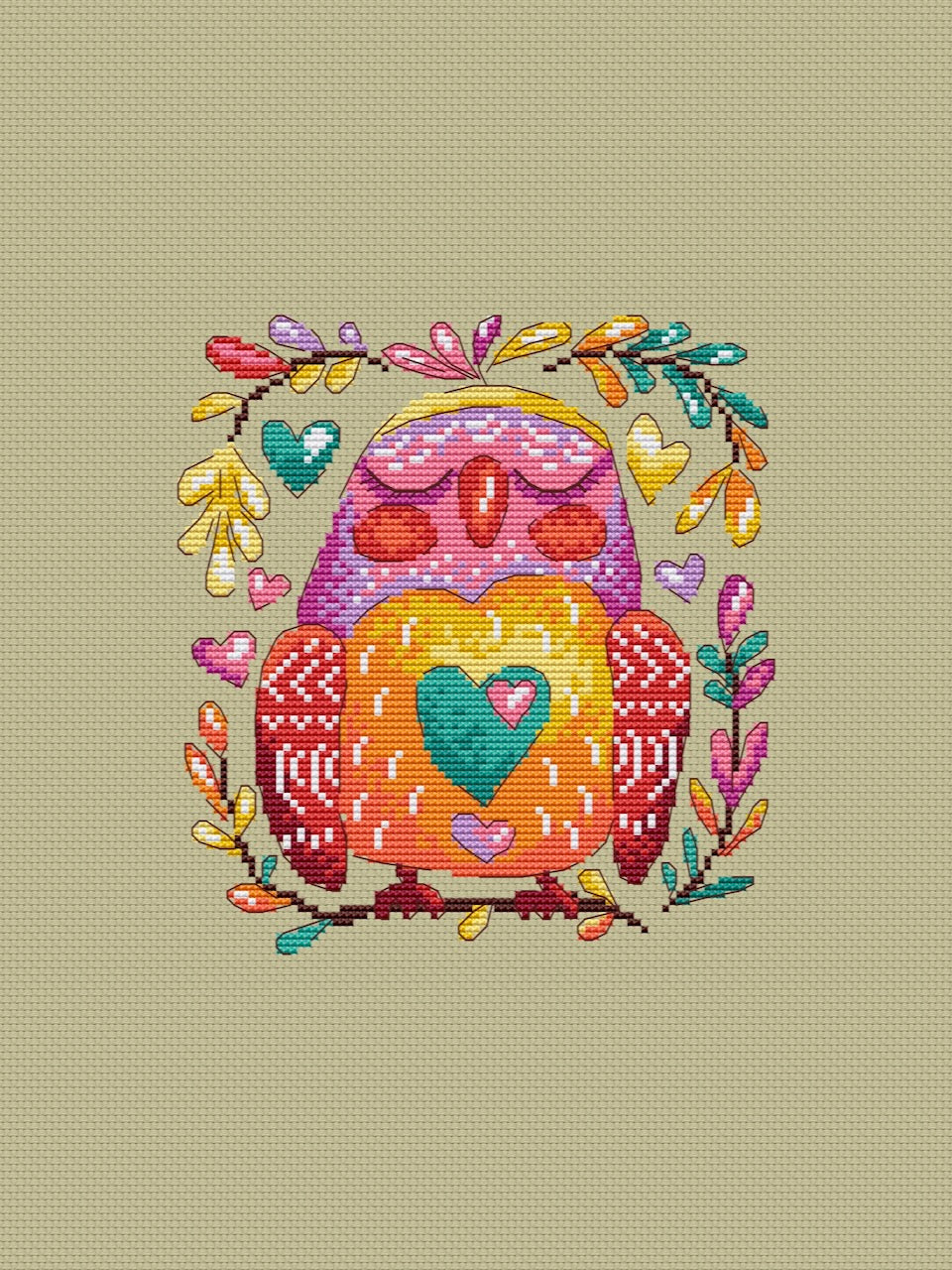Candy Owl - cross stitch pattern