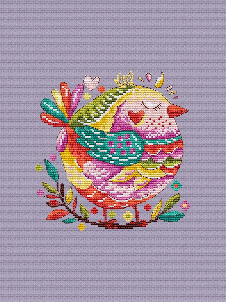 Candy bird round - cross stitch pattern
