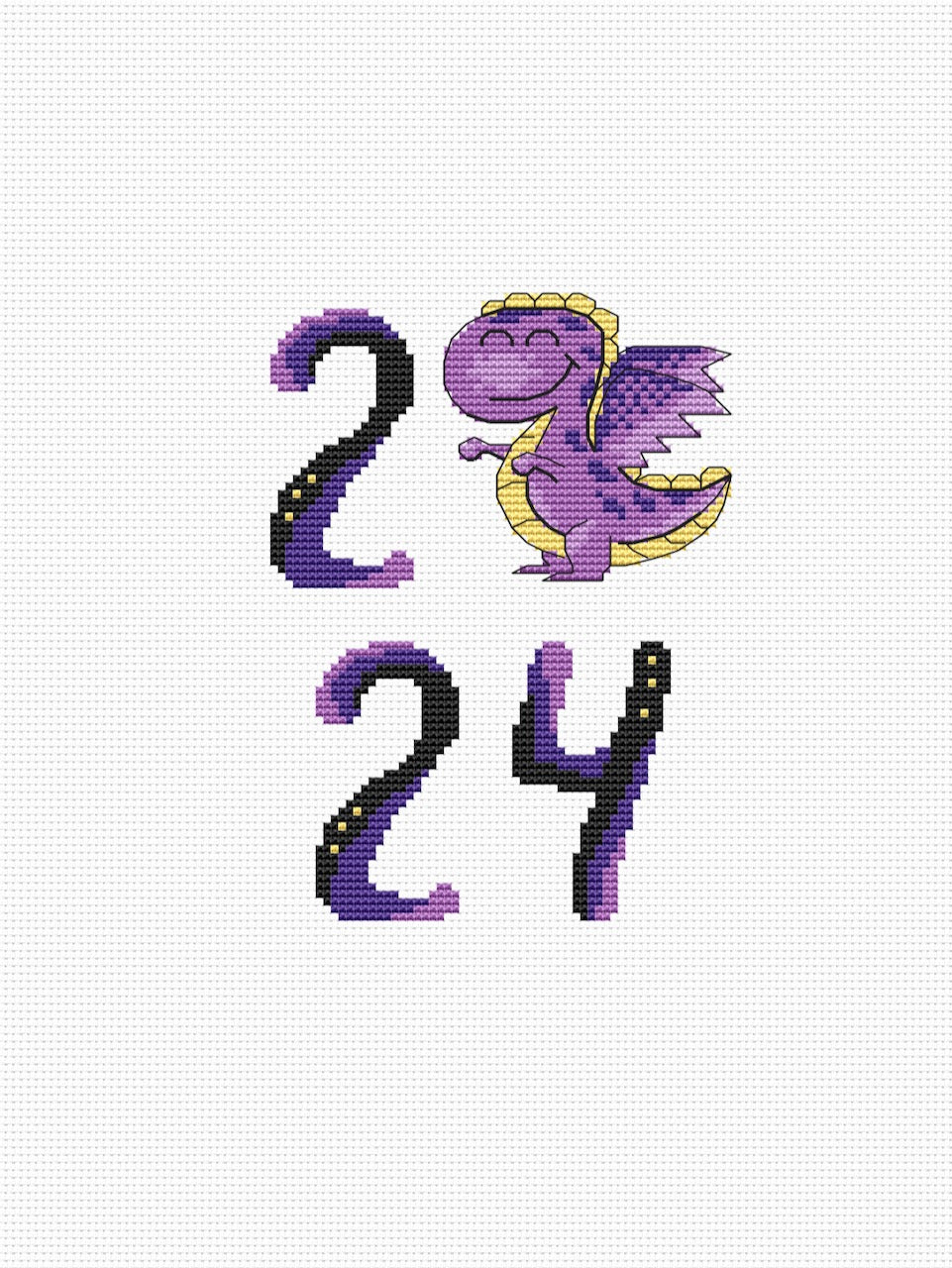 symbol of 2024 cross stitch pattern