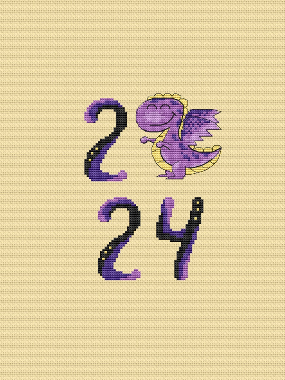 dragon lilac cross stitch pattern