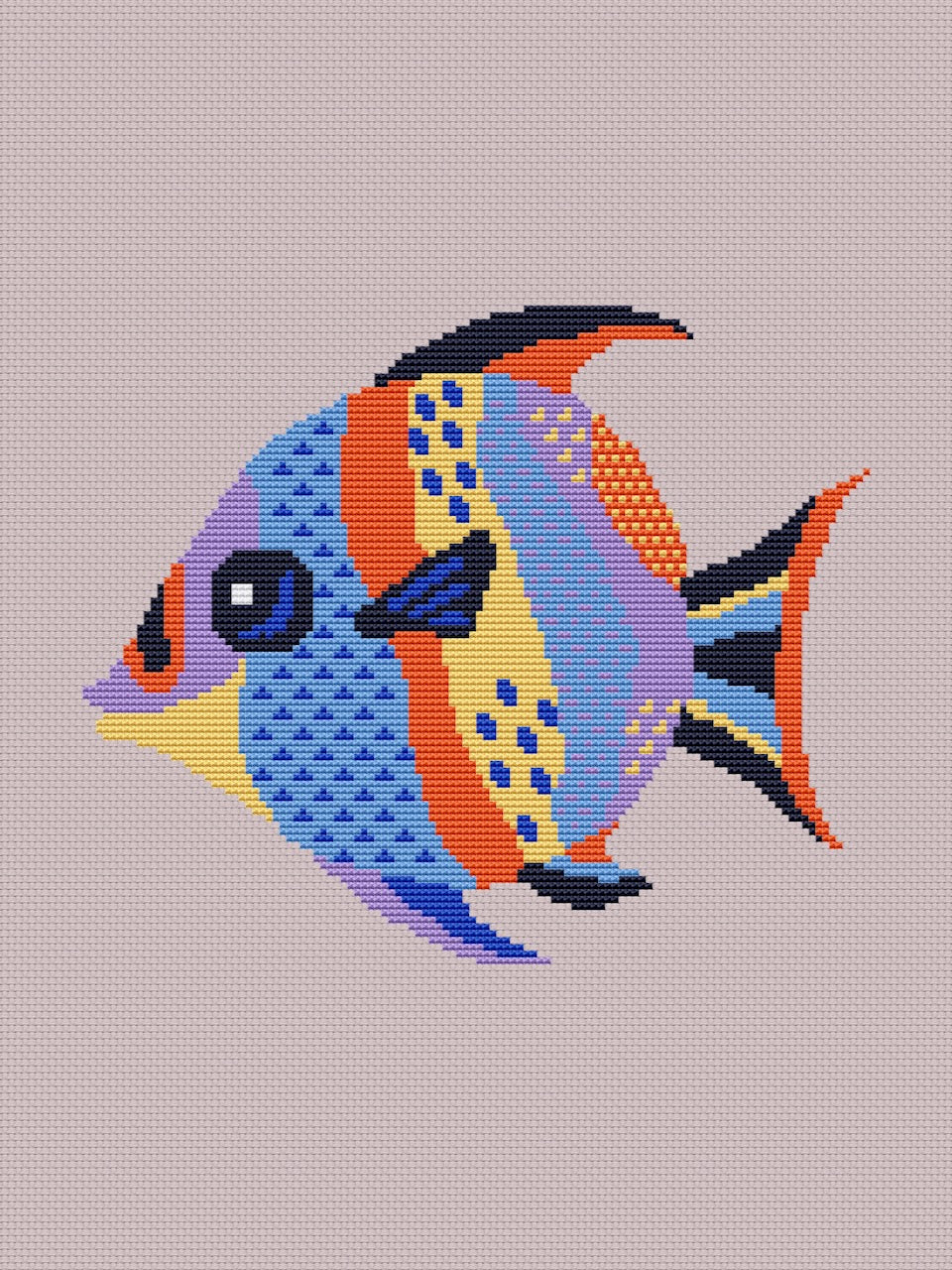 funny fish cross stitch pattern