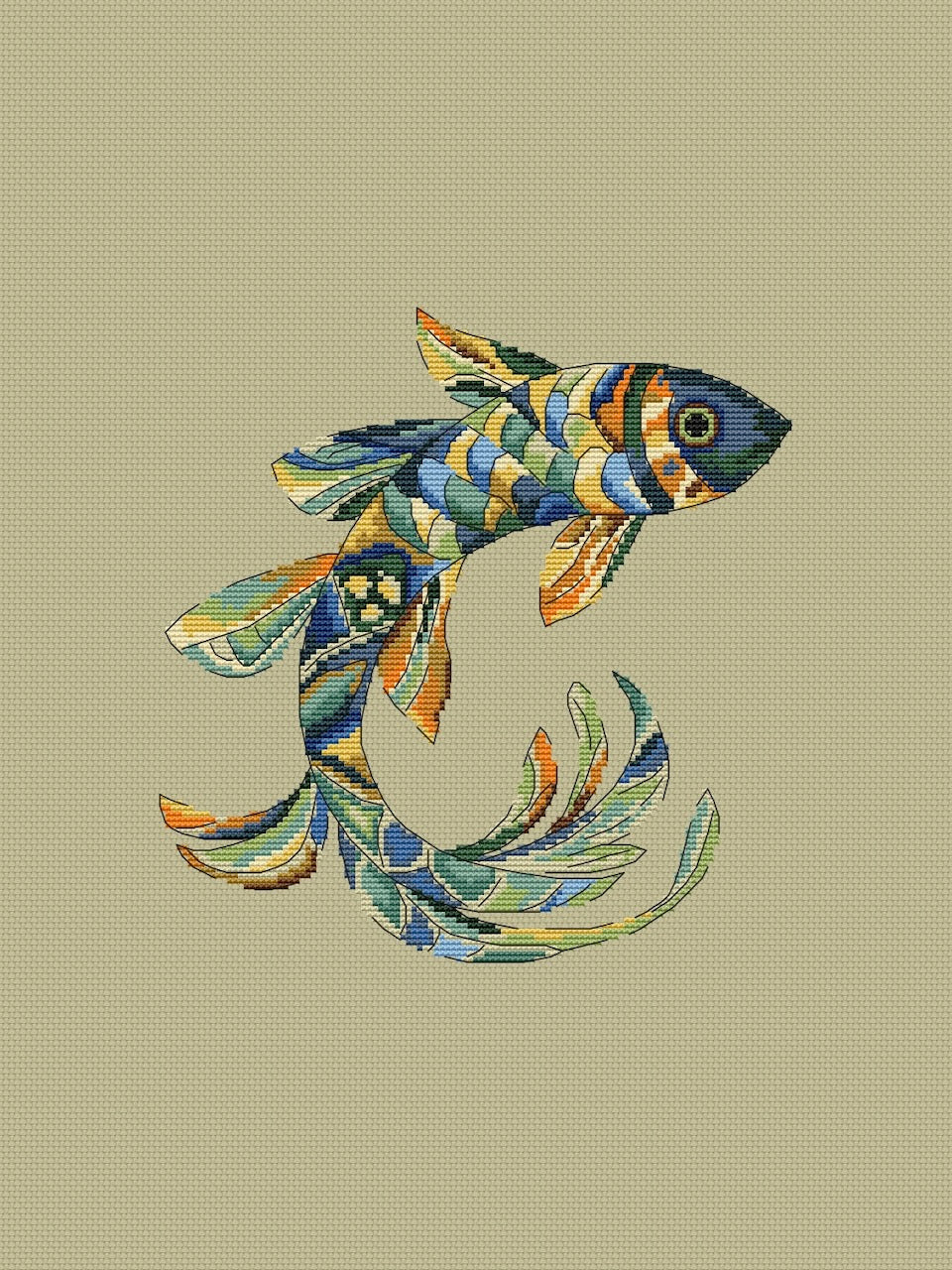 funny fish cross stitch pattern