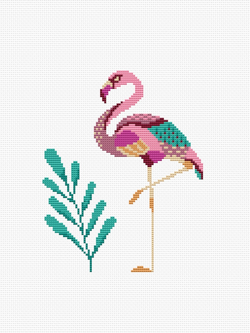 Dimensions Floral Flamingo Counted Cross Stitch Kit - 9in x 12in
