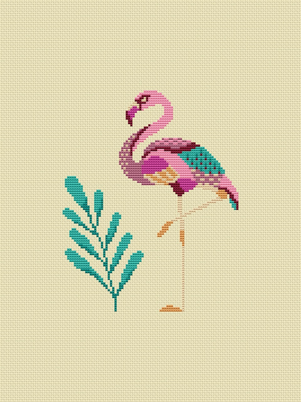 pink Flamingo bird cross stitch pattern