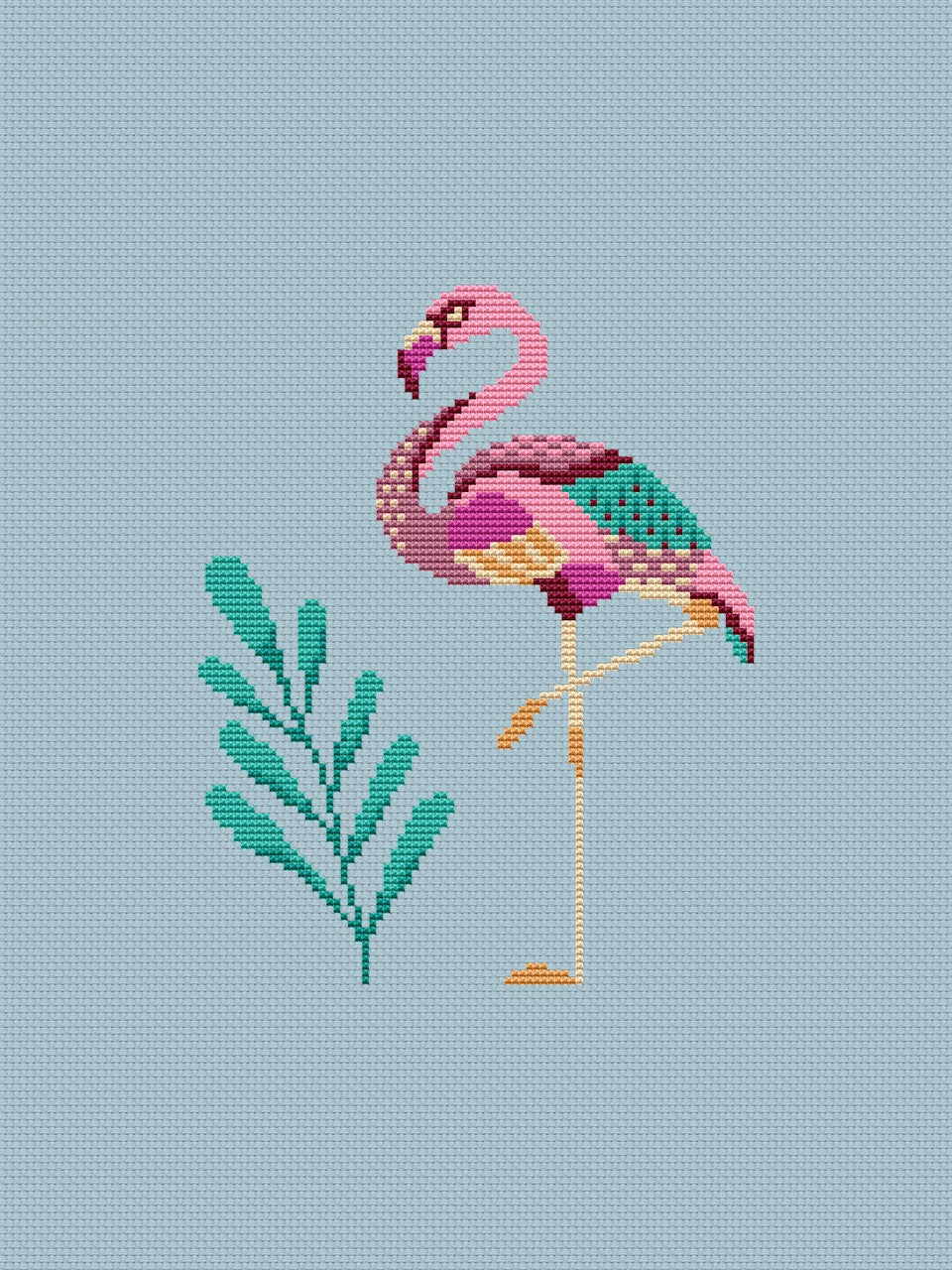 Flamingo embroidery pattern