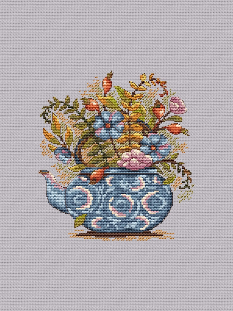 Floral Tea - cross stitch pattern