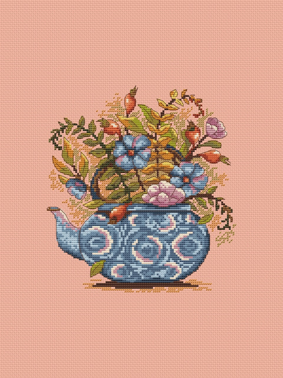 Floral Tea - cross stitch pattern