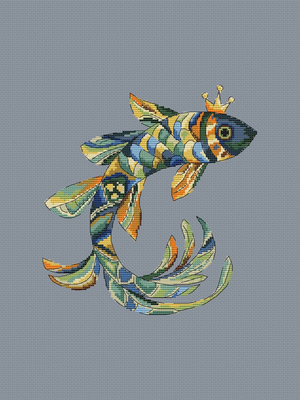 Colorful sea fish with a crown