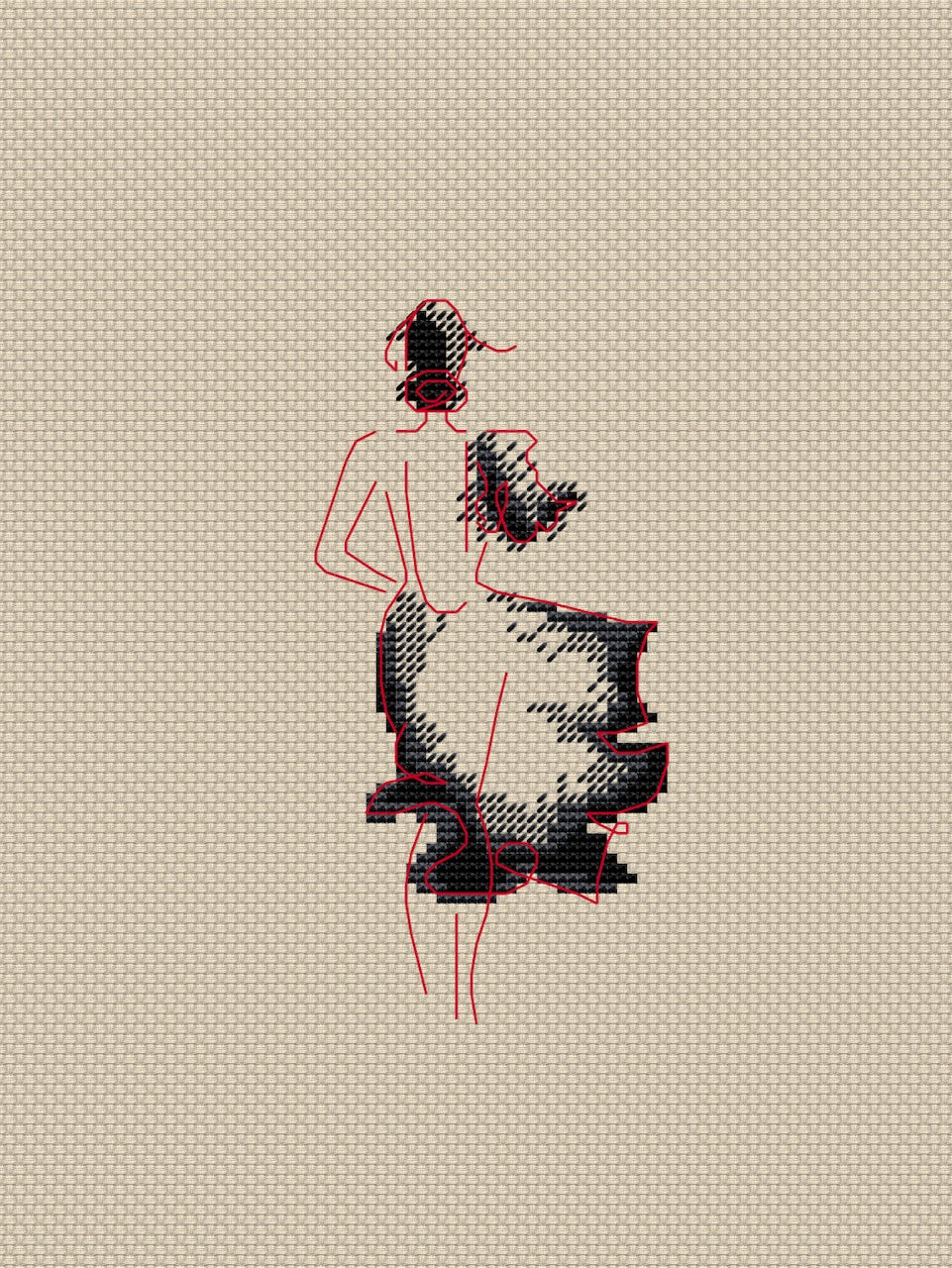 lady in black cross stitch-4