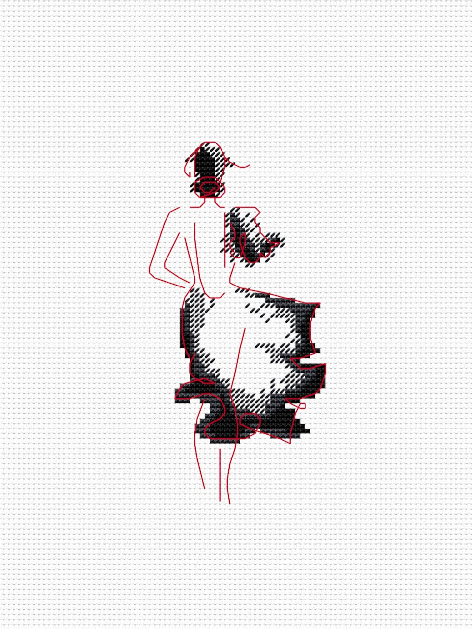 Lady in black cross stitch