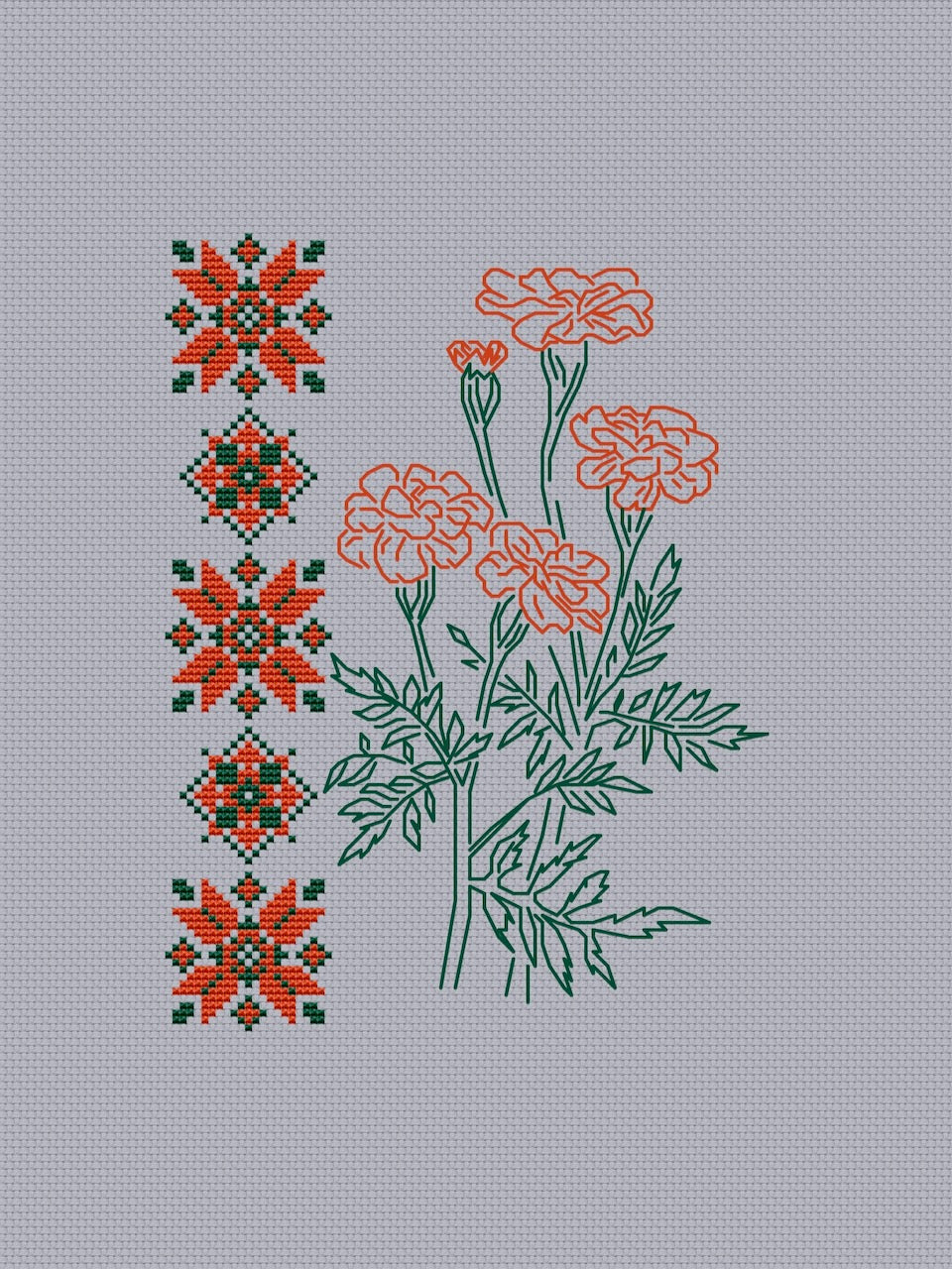 Marigold ornament embroidery pattern