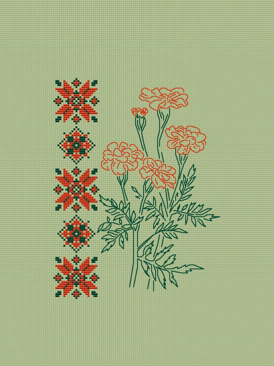 Marigold easy ornament cross stitch pattern