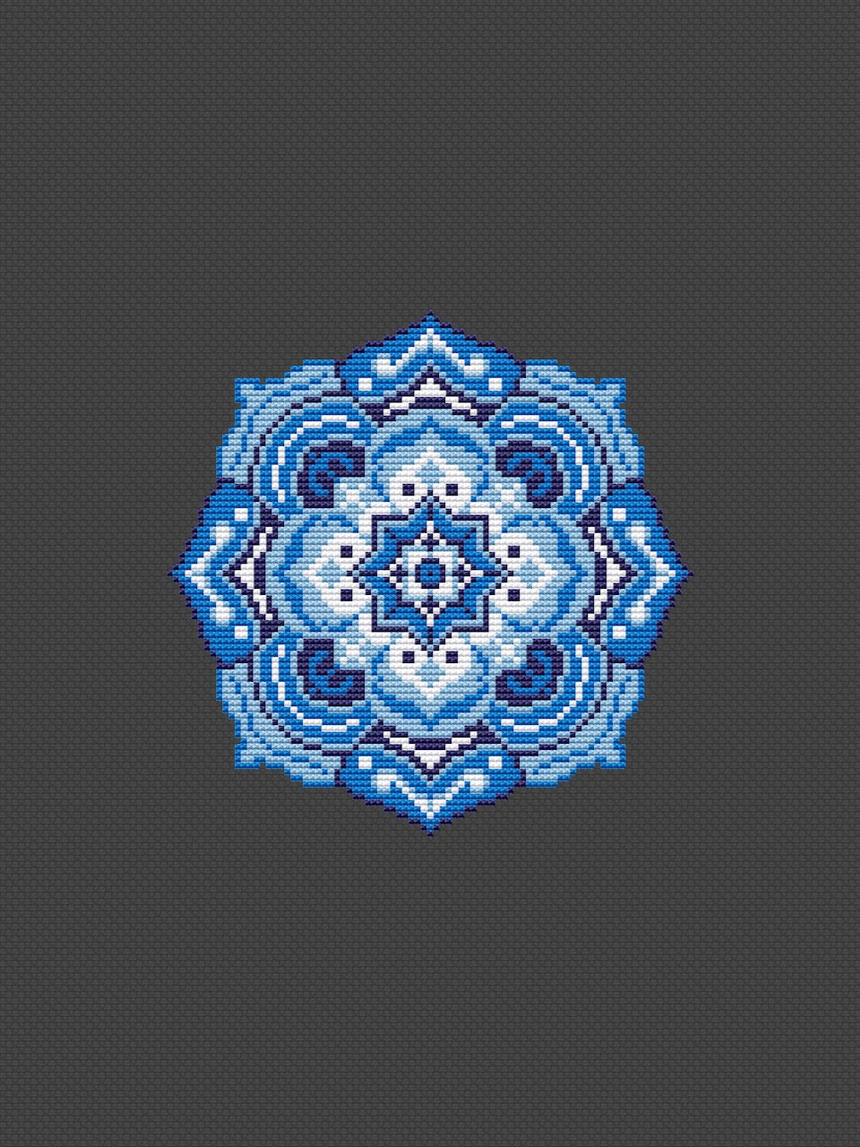 mandala blue cross stitch pattern-4
