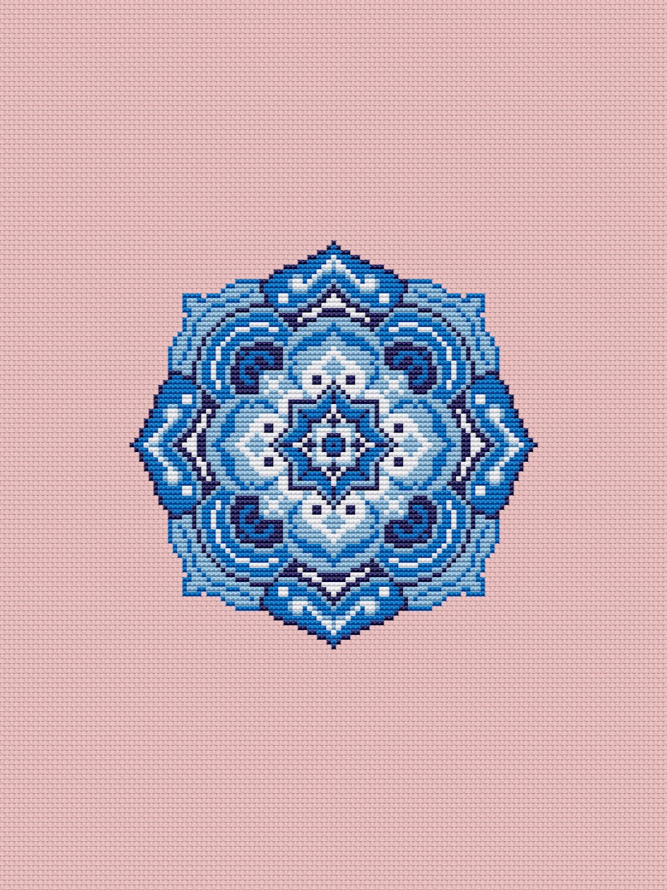 mandala blue cross stitch pattern-3