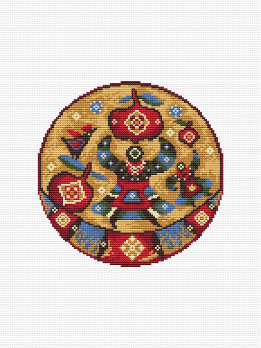 Plate with apple - cross stitch pattern