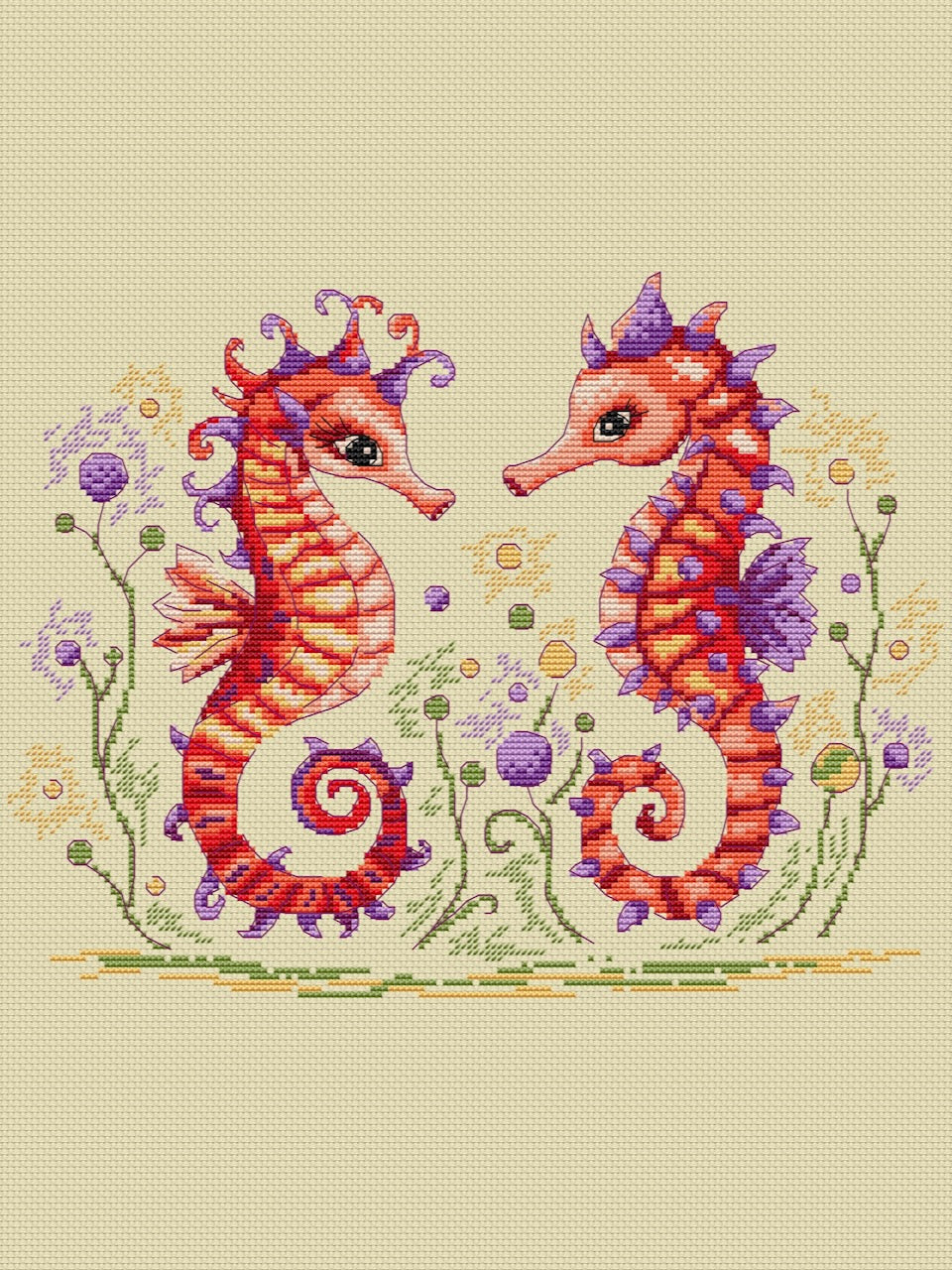 Sea Horses - cross stitch pattern