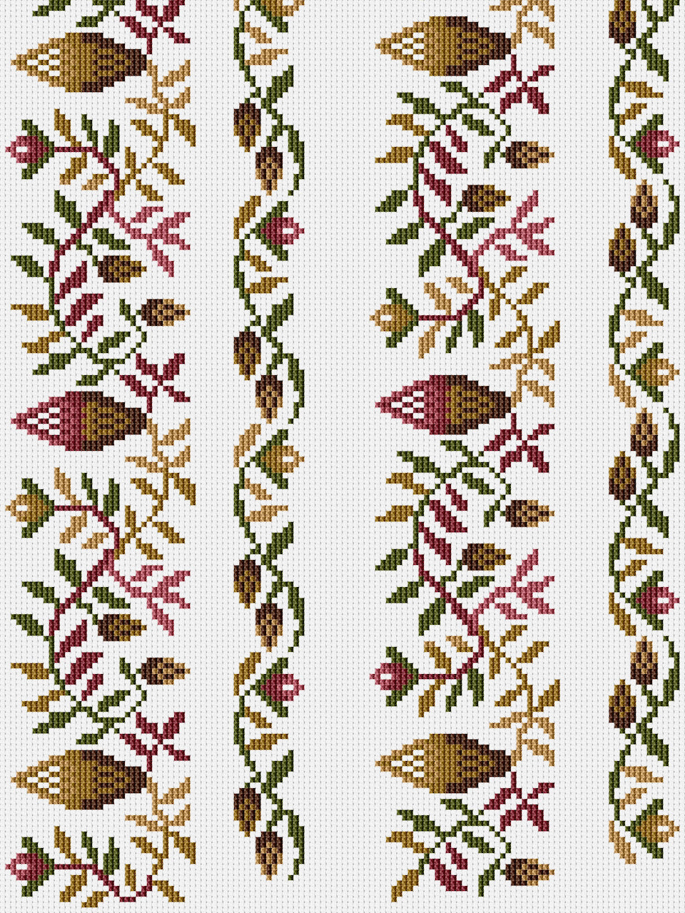 Pin cone ornament for shirt - cross stitch pattern PDF