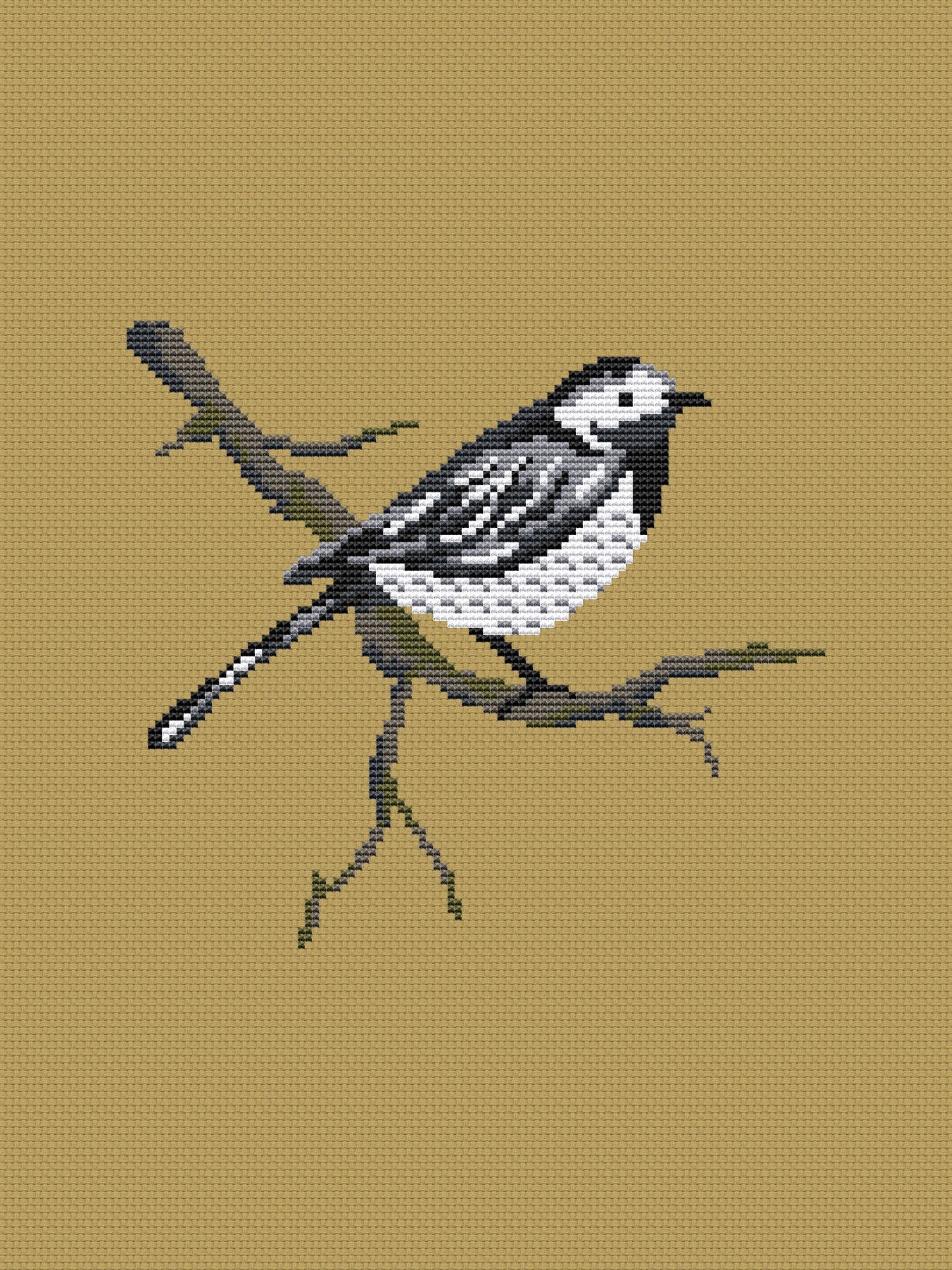 White Wagtail Cross Stitch Pattern