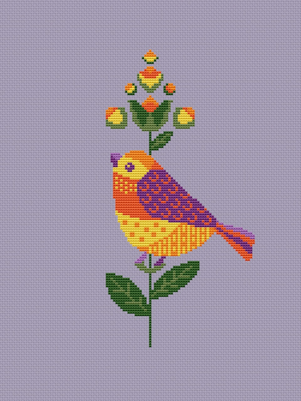 cute bird counted chart folk