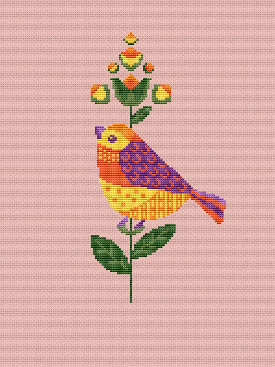 cute bird cross stitch pattern primitive