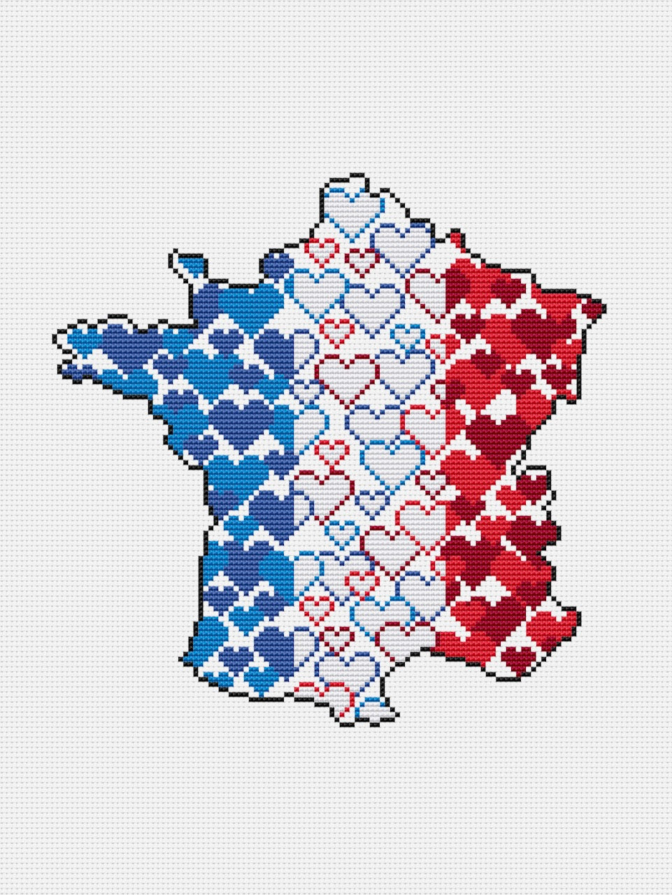 flag of France cross stitch pattern