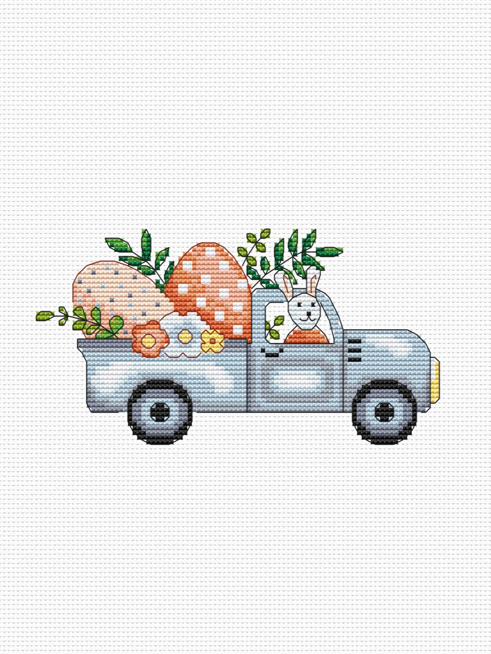 bunny with eggs cross stitch pattern