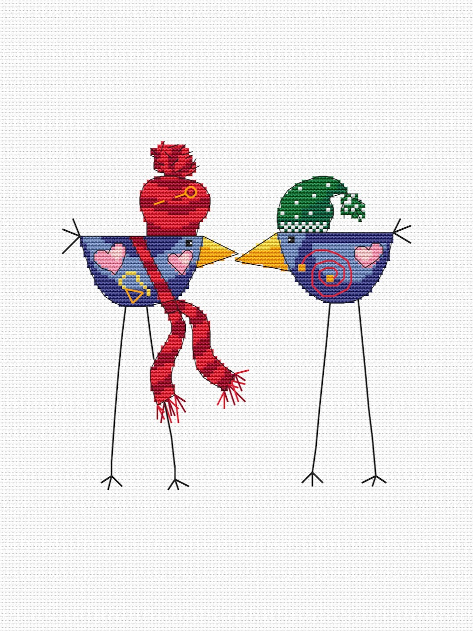 nordic birds free stitch pattern