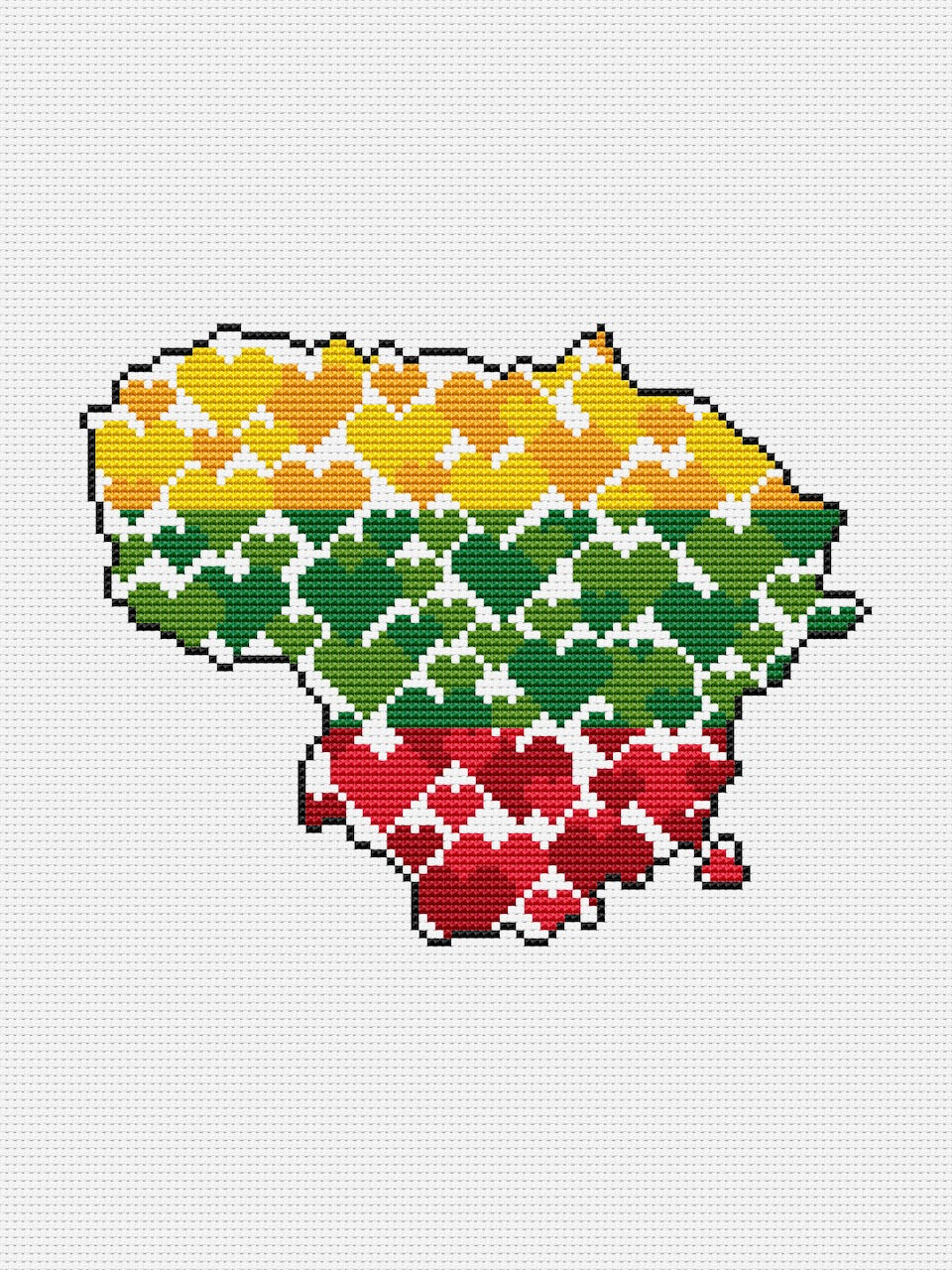 Lithuanian flag cross stitch pattern