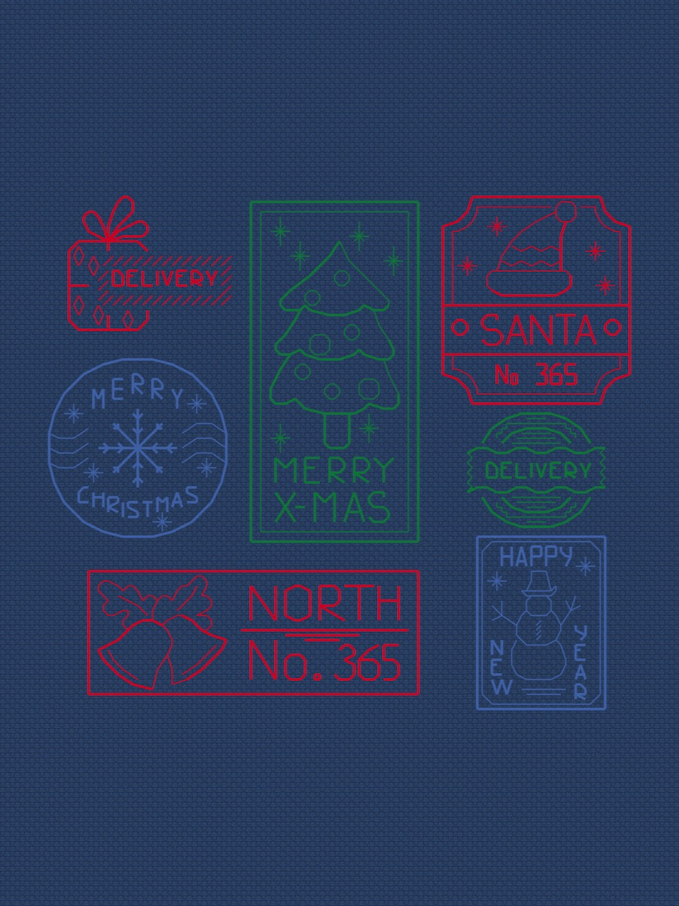 Christmas stamps embroidery dark fabric