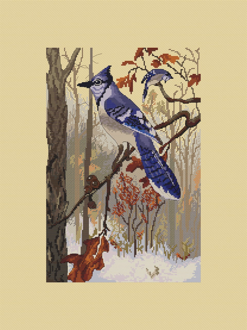 Blue jay cross stitch pattern-2