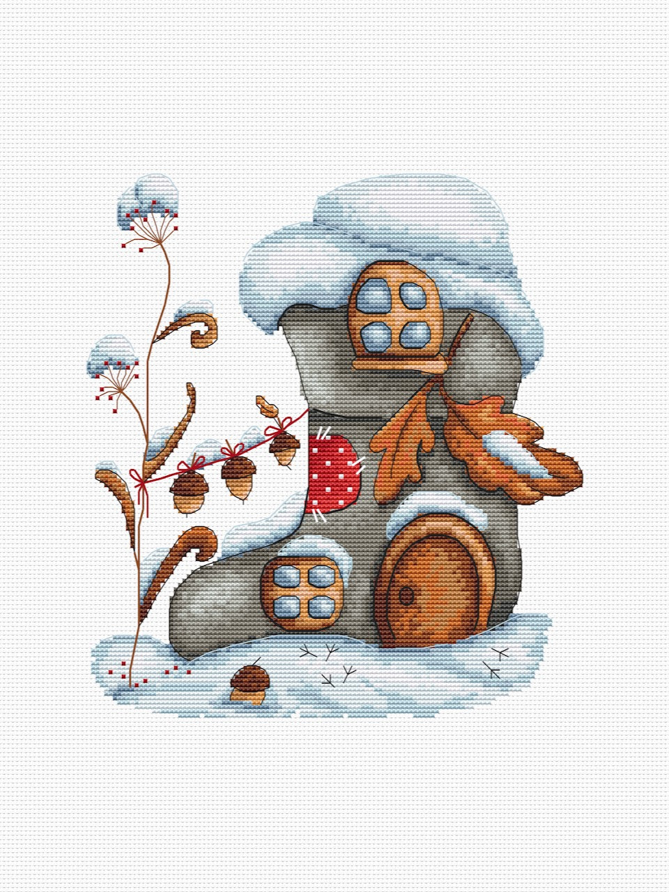 Winter sock cross stitch pattern