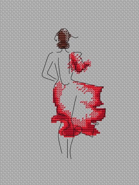 Lady in Red cross stitch pattern-3
