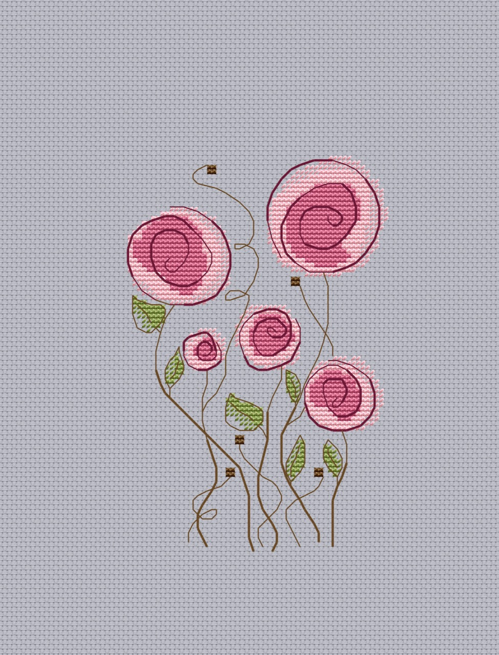 Pink Flowers cross stitch pattern-4