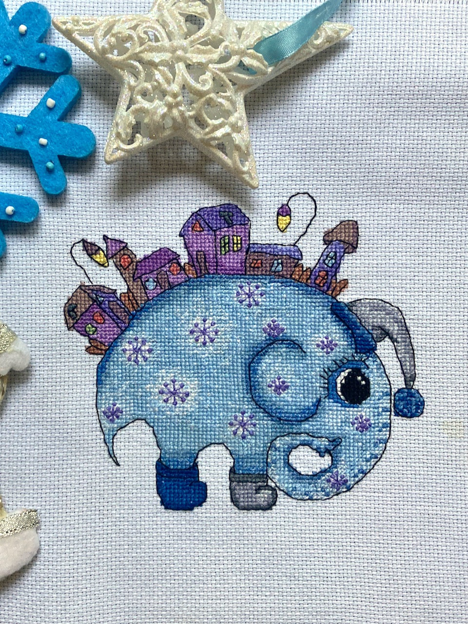 Magic elephant cross stitch pattern