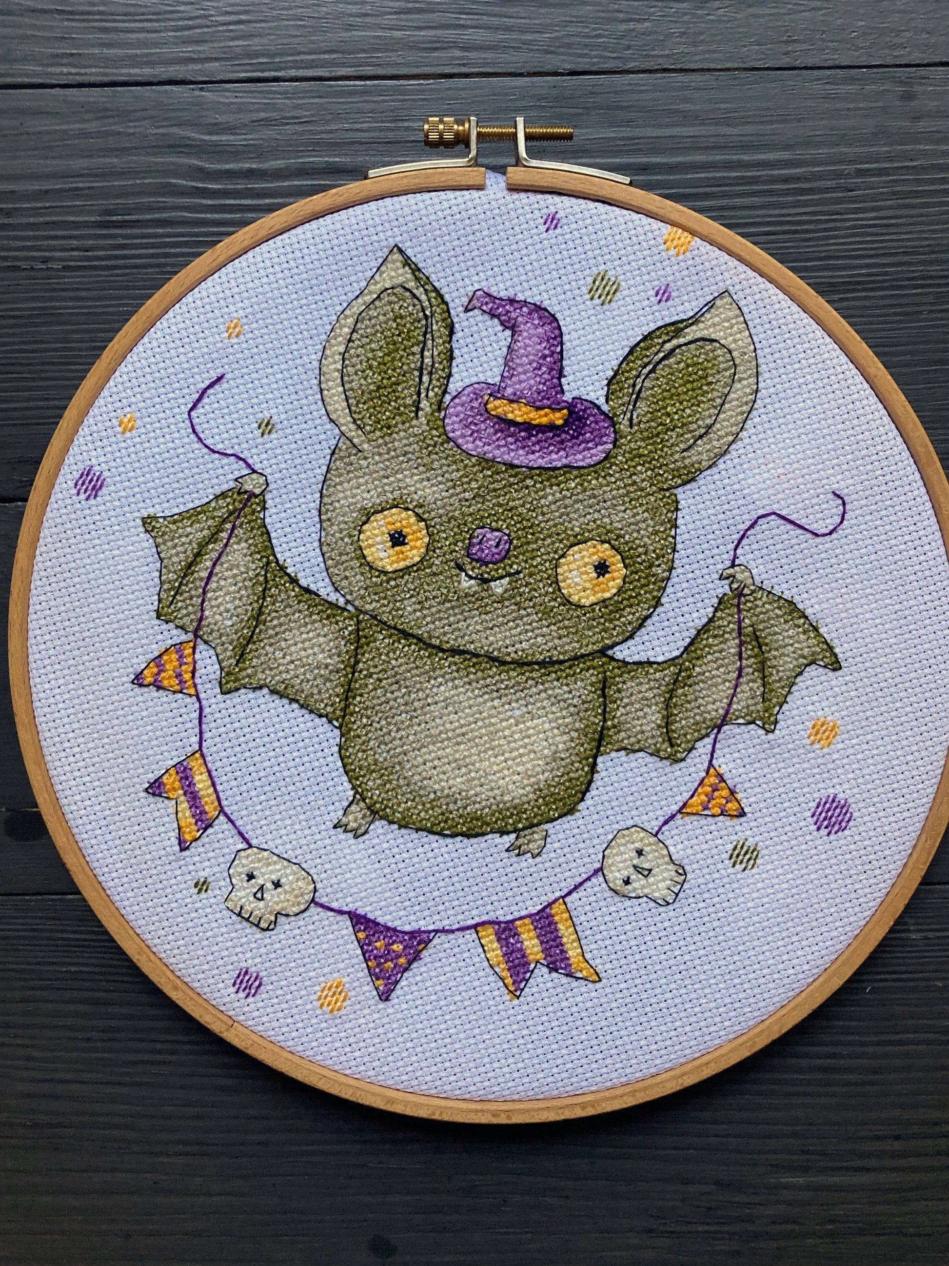 finish bat cross stitch pattern
