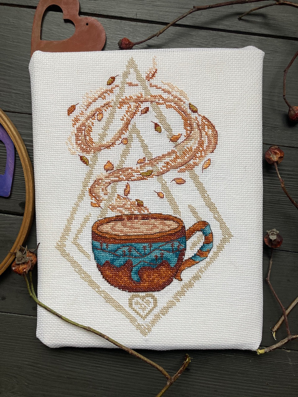 autumn cross stitch pattern finish