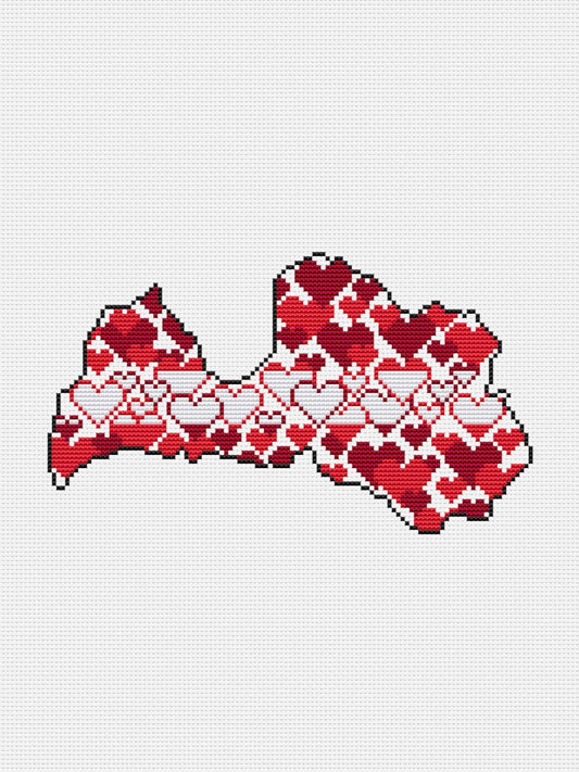flag of Latvia free cross stitch pattern