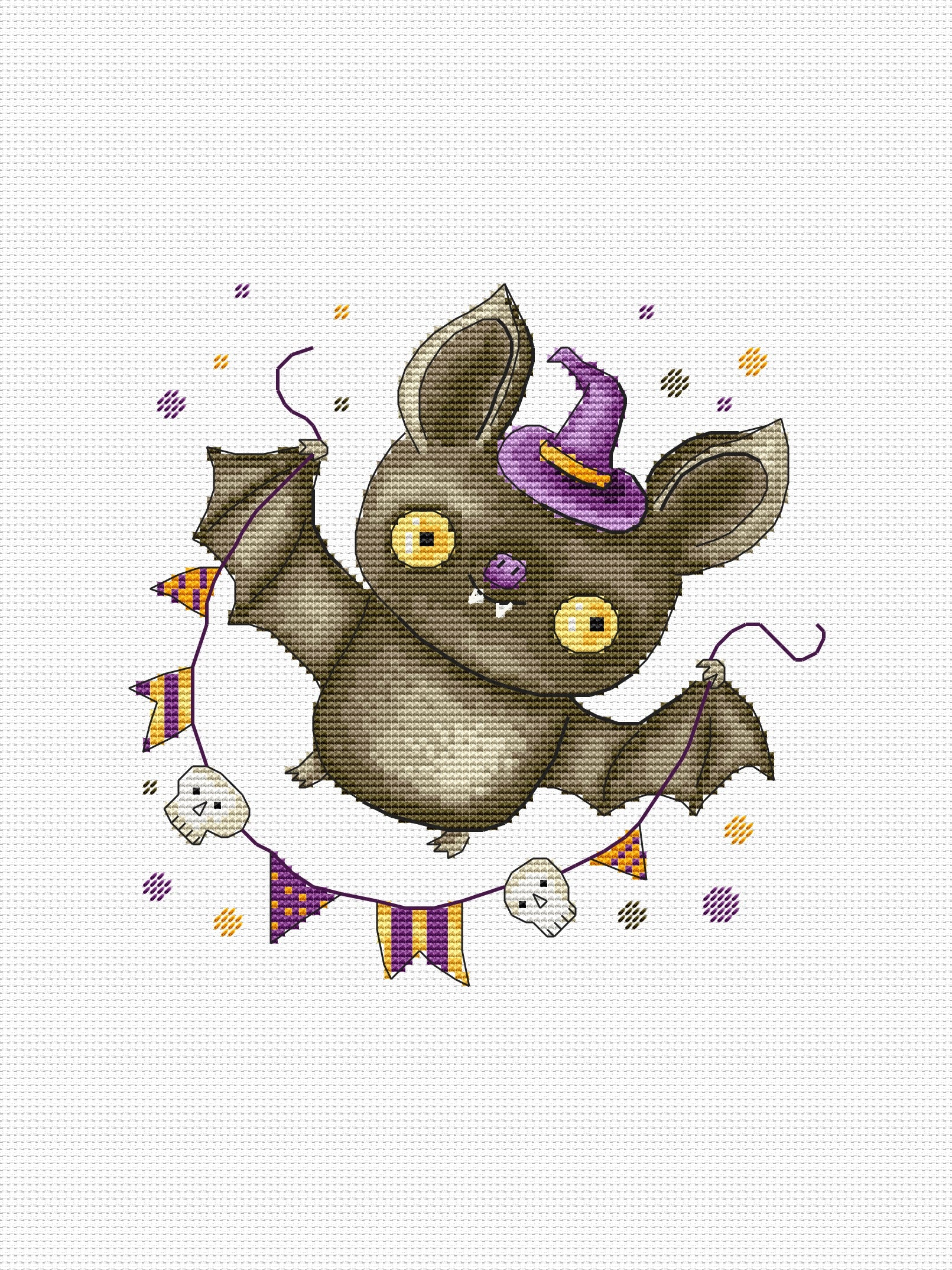 Funny bat cross stitch pdf pattern