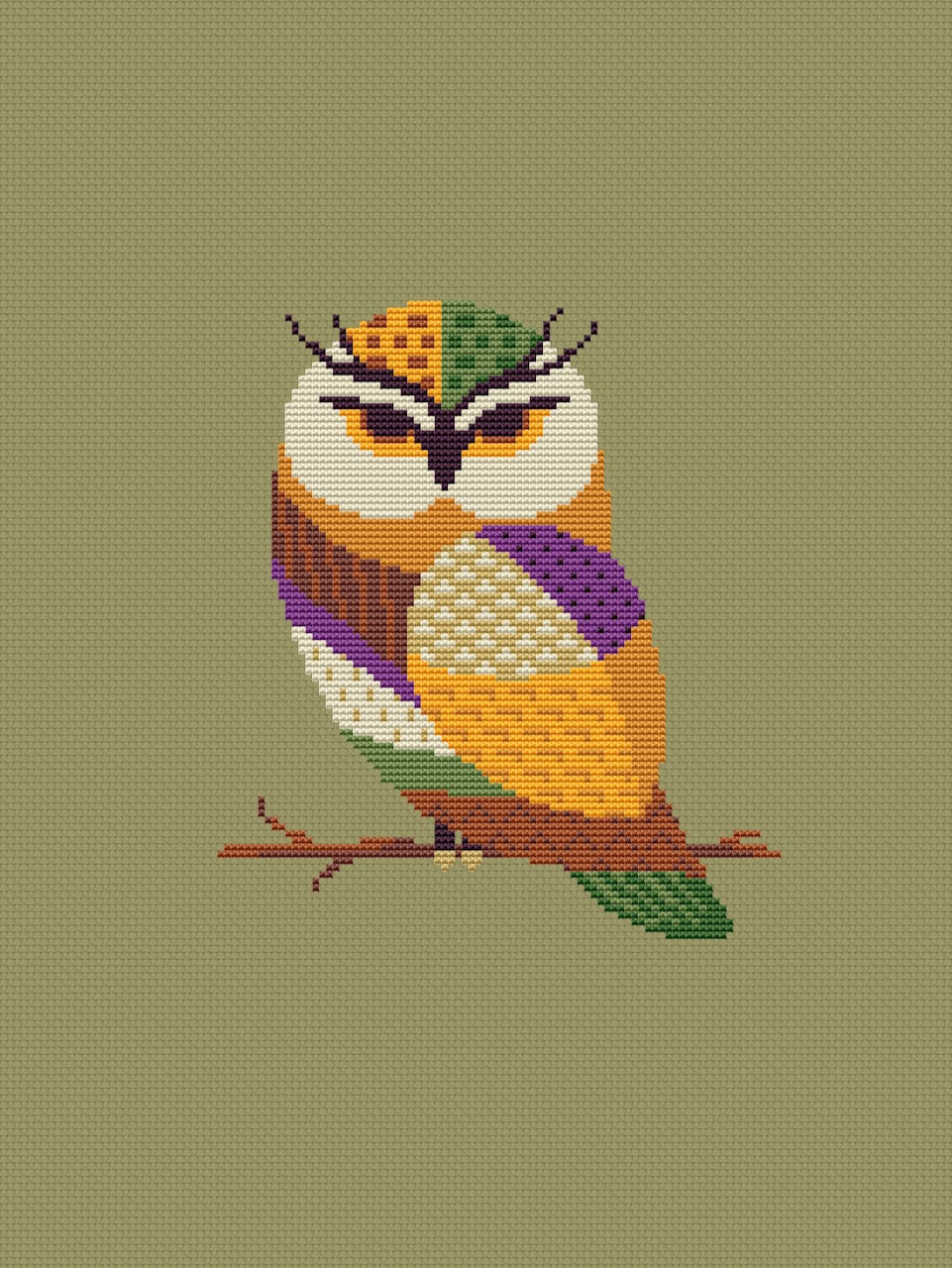 Colorful Owl cross stitch pattern-3
