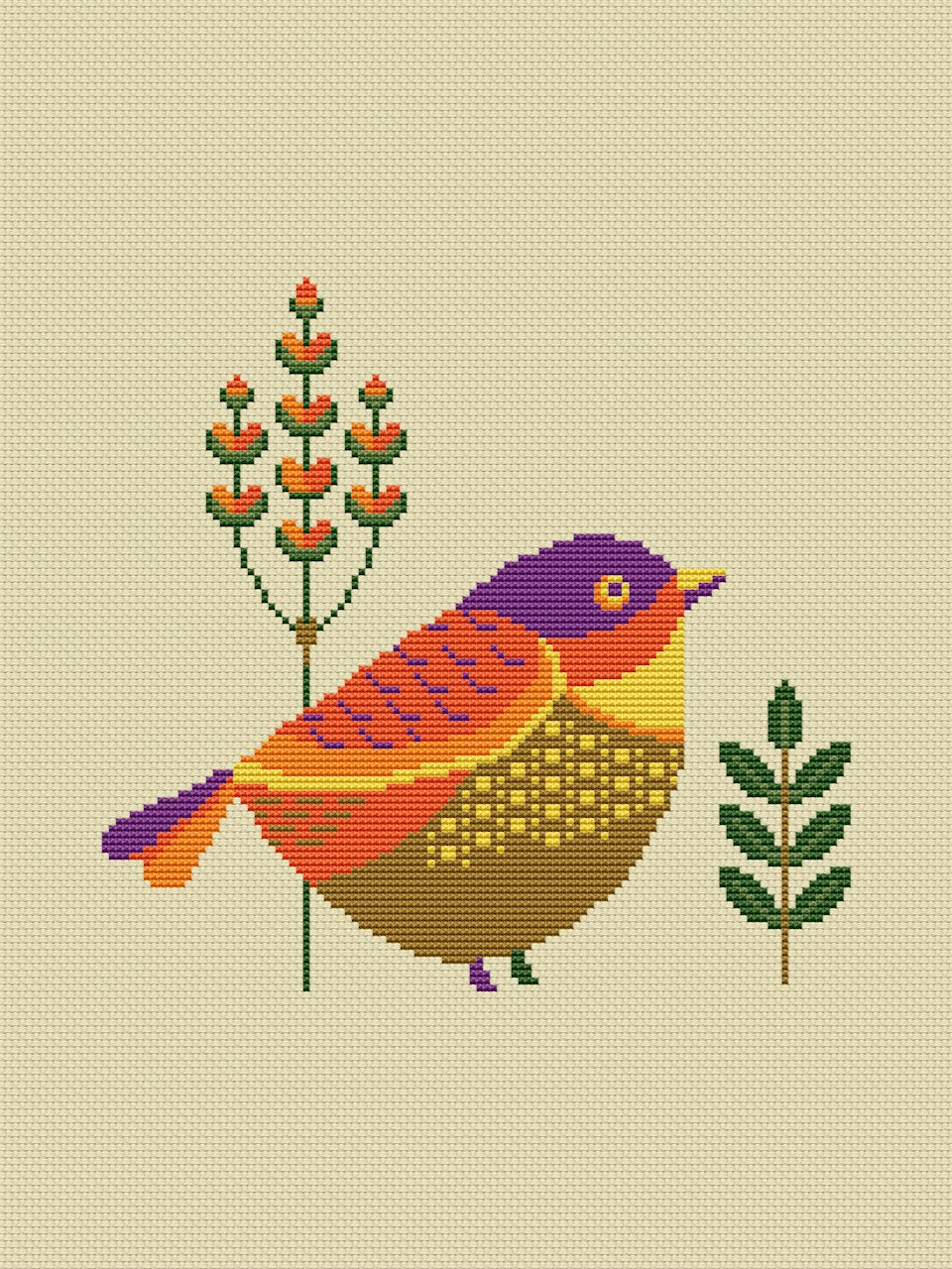 cute funny bird cross stitch pattern