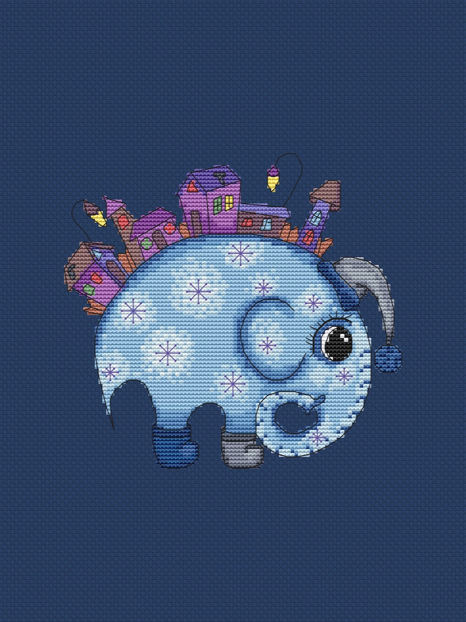 Christmas elephant cross stitch pattern