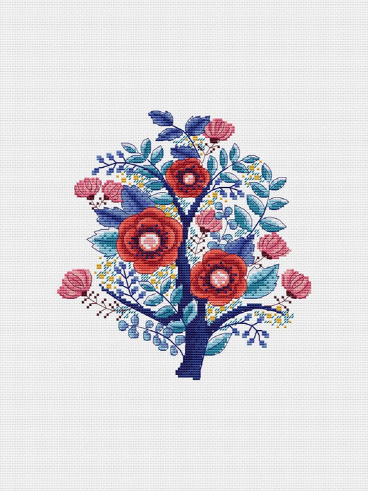 winter flowers cross stitch pattern