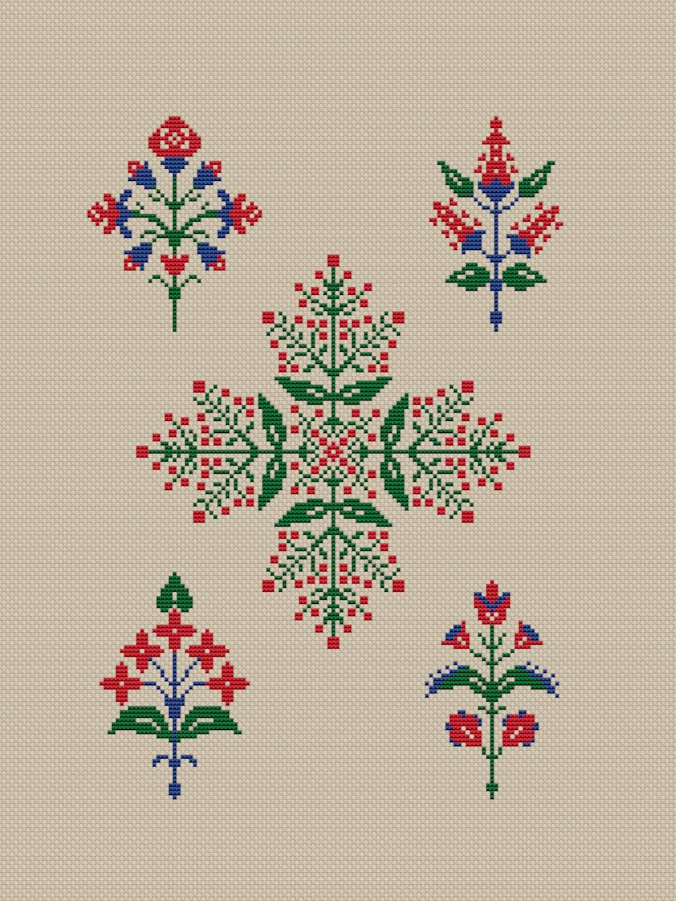 Floral ornament cross stitch pattern -2