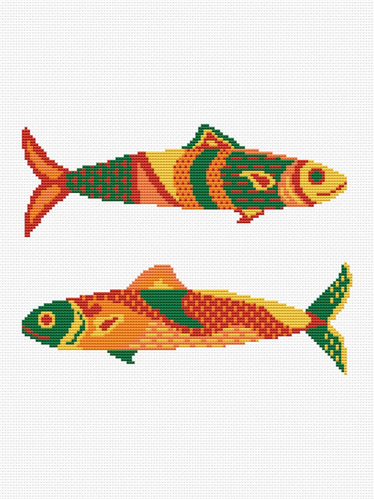 orange fish cross stitch pattern