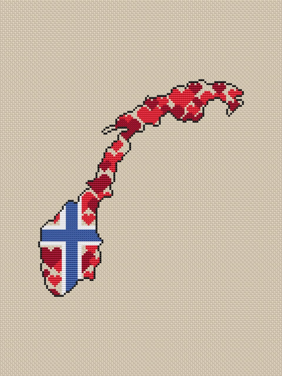 Norway flag cross stitch pattern